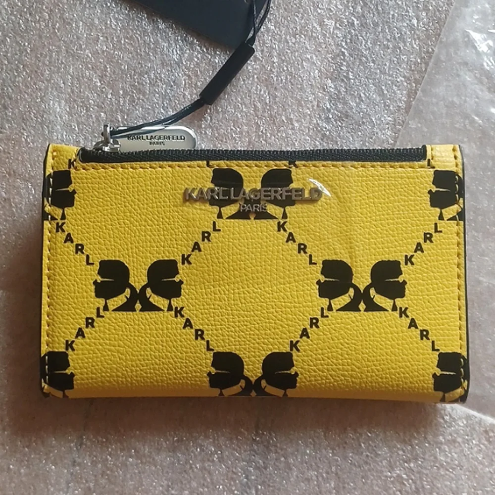 SOLD - NWT Karl Lagerfeld Adele Wallet Pouch - Yellow / Black - Picture 3 of 8